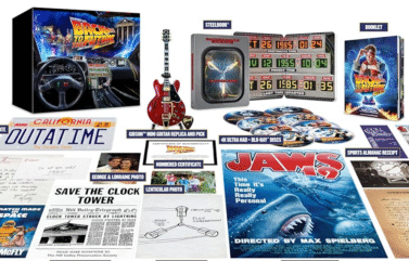 Back to the Future Trilogy Gift Set con mini réplica de guitarra de Gibson reabastecido en Amazon