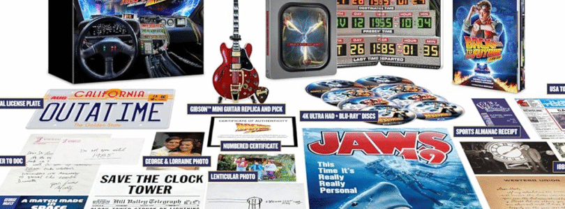 Back to the Future Trilogy Gift Set con mini réplica de guitarra de Gibson reabastecido en Amazon