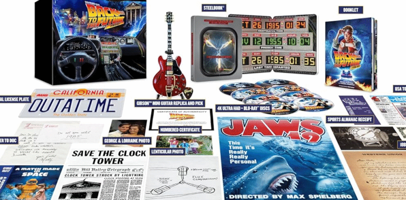 Back to the Future Trilogy Gift Set con mini réplica de guitarra de Gibson reabastecido en Amazon