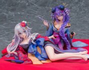 Neptunia x Senran Kagura Las figuras son corazón morado y corazón negro