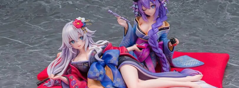 Neptunia x Senran Kagura Las figuras son corazón morado y corazón negro
