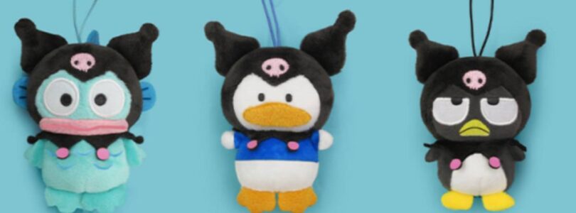 Personajes de Sanrio Hapidanbui disfrazados de Kuromi para peluches