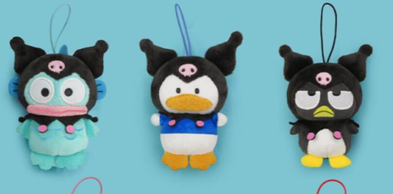 Personajes de Sanrio Hapidanbui disfrazados de Kuromi para peluches